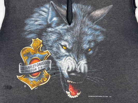 3D Emblem Wolf Harley Davidson Chopped T-Shirt