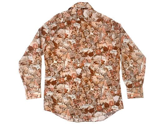 Vintage Playboy Magazine Alberto Vargas Pin Up Button Down Shirt 70s All Over Print