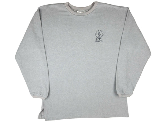 Vintage 12 Monkeys Embroidered Grey Long Sleeve Shirt 90s Movie Sci-Fi Science Fiction Bruce Willis Brad Pitt
