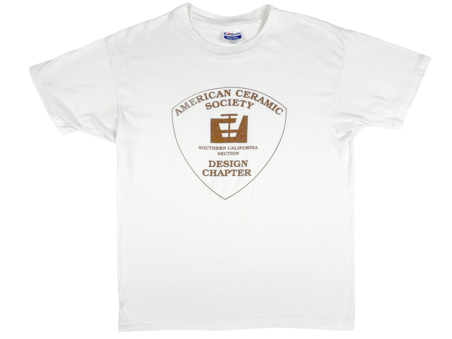 Vintage American Ceramic Society Southern California White T-Shirt Design Chapter 80s 90s 