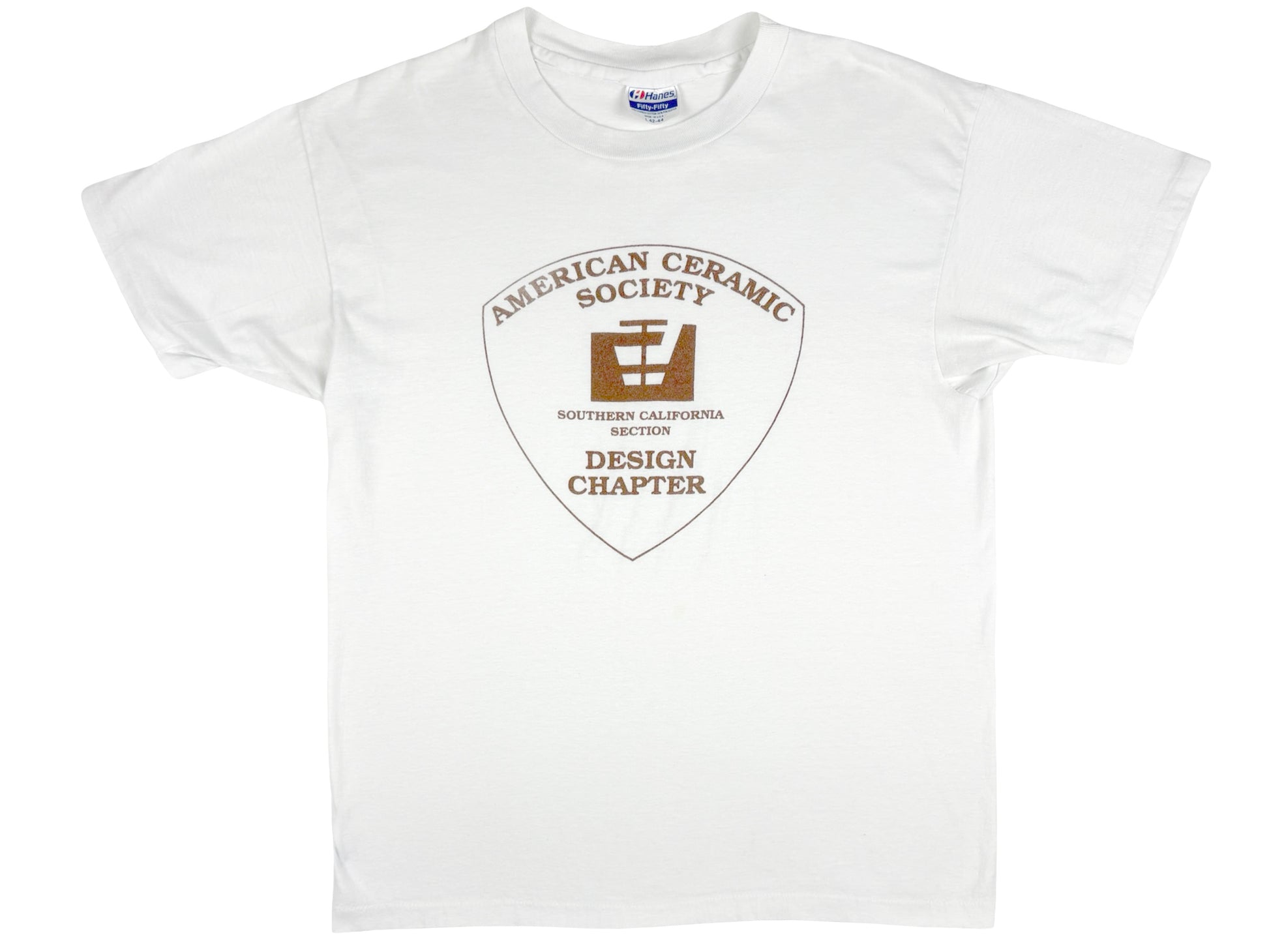Vintage American Ceramic Society Southern California White T-Shirt Design Chapter 80s 90s 