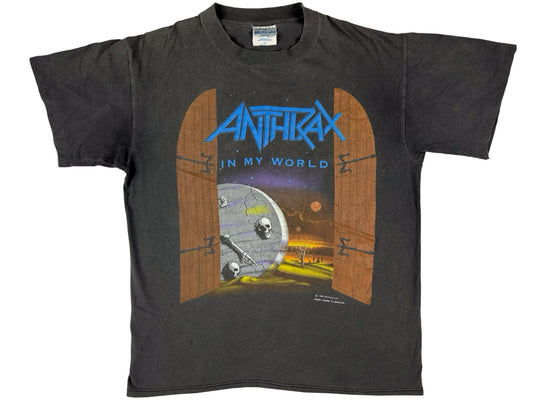 Vintage Anthrax 'In My World' Black T-Shirt 1990 Brockum Heavy Metal