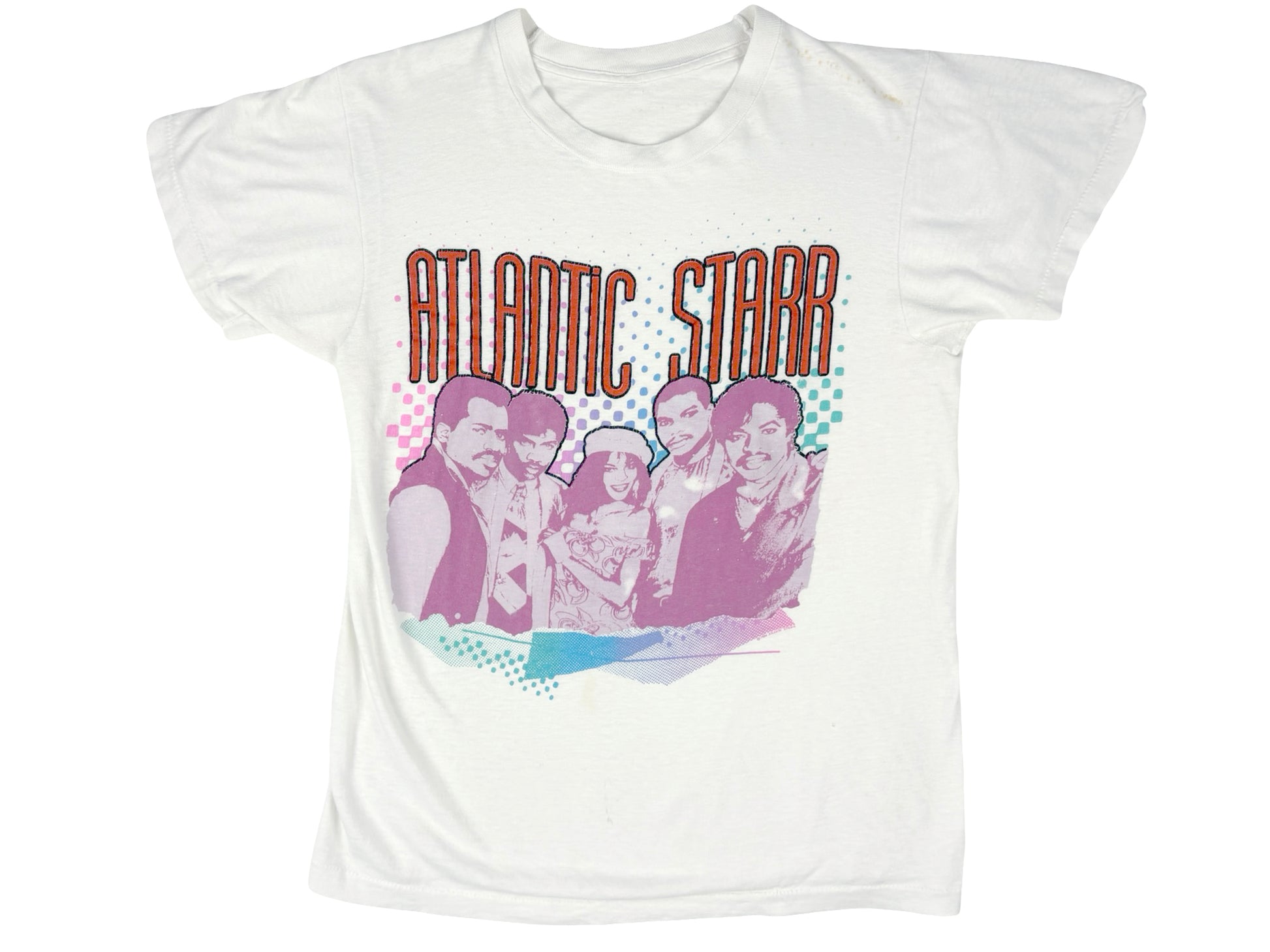 Vintage Atlantic Starr White T-Shirt 80s R&B Hip Hop Rap Tee