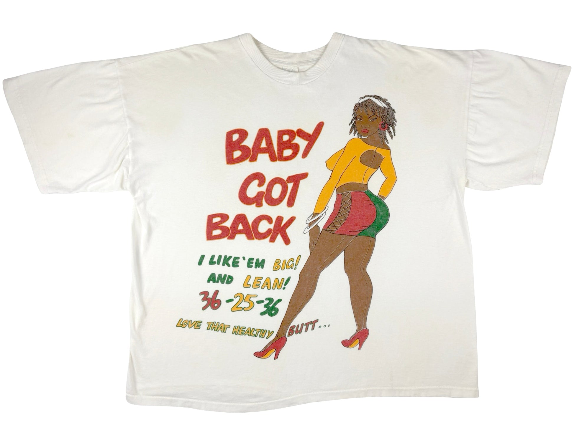 Vintage Baby Got Back Sir Mix A Lot Bootleg White T-Shirt Rap Tee Lyrics 90s Hip Hop 