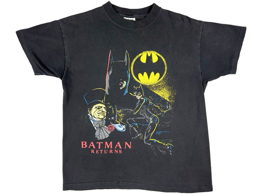 Vintage Batman Returns Movie Black T-Shirt 90s Tim BIrton DC Comics Comic Book 