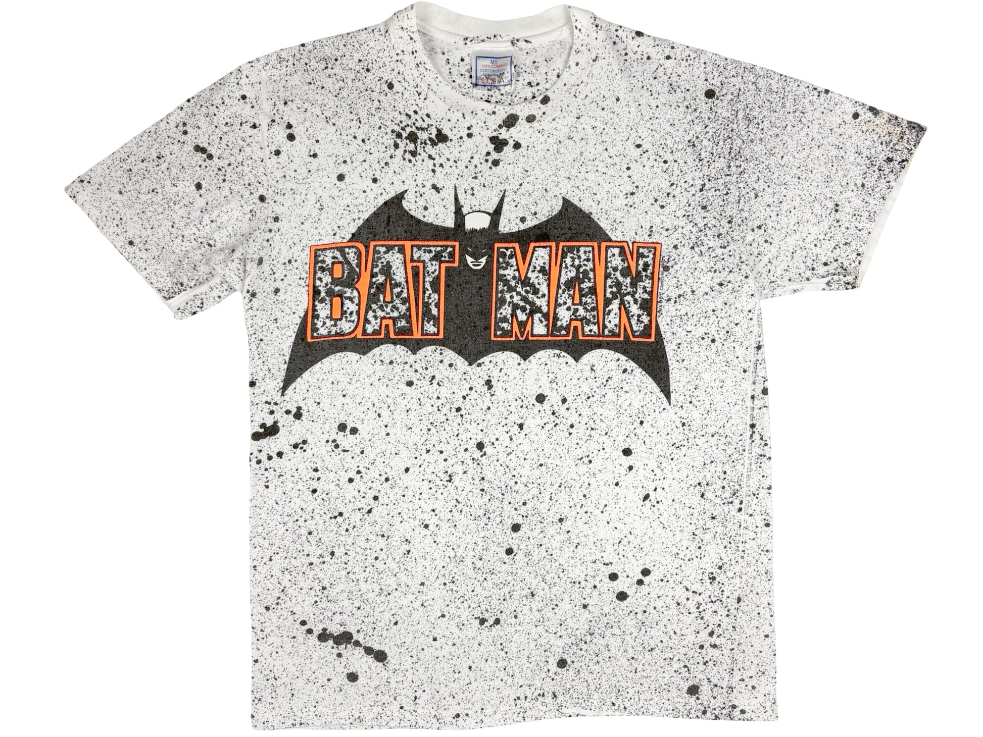 Vintage Batman Splatter Paint T-Shirt DC Comics Comic Book 80s 90s