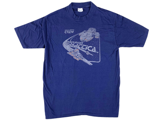 Vintage Battlestar Galactica Special Effects Crew Blue T-Shirt Movie 80s TV Show Sci-Fi Science Fiction