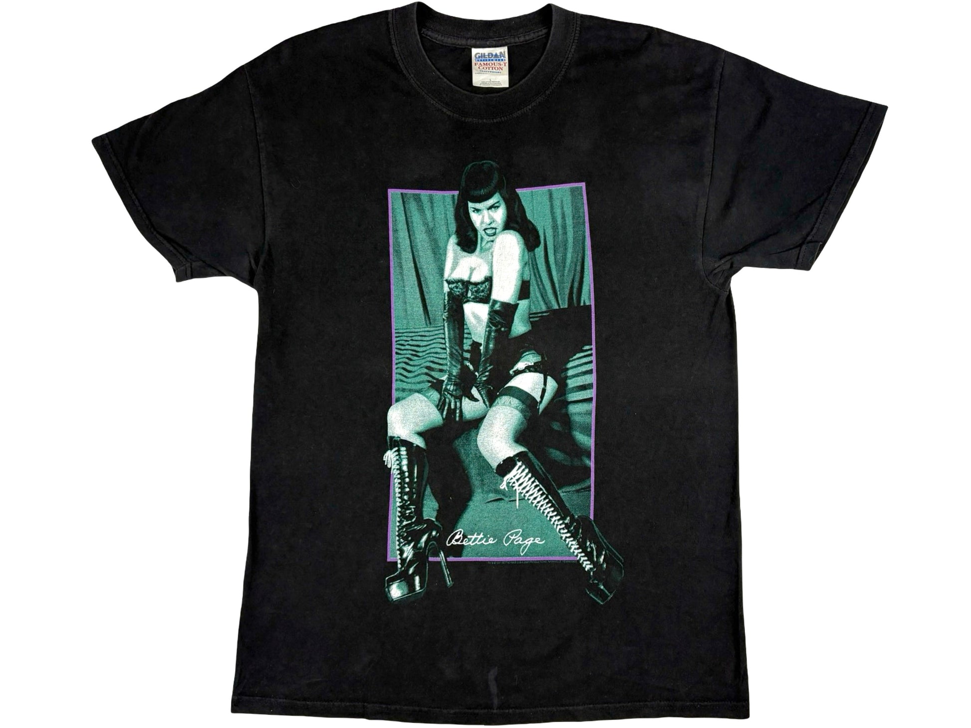 Vintage Bettie Page T-Shirt Photo Pin Up Model 90s y2k