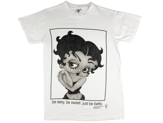 Vintage Betty Boop 'Be' White T-Shirt CK Perfume Parody Spoof Humor Cartoon Comic book 90s