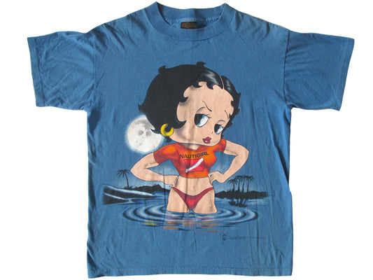 Vintage Betty Boop 'Nautigirl' Blue T-Shirt 90s Baywatch nautica Fashion