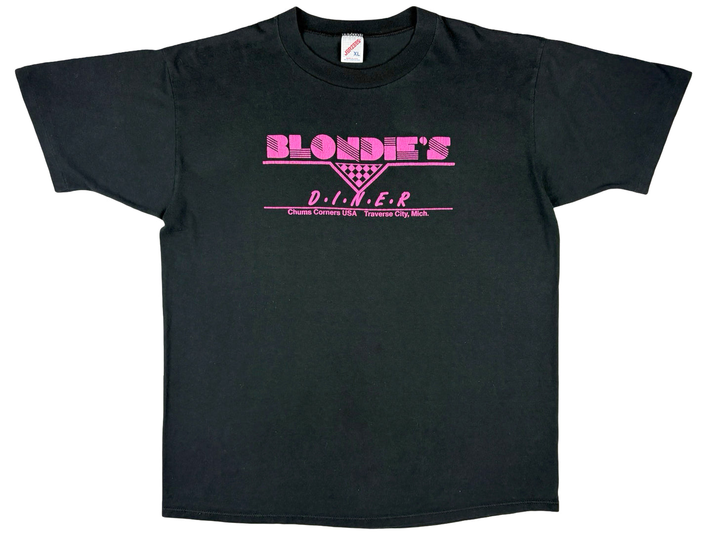Vintage Blondie's Diner Black T-Shirt 80s Chums Corner USA Traverse City Michigan