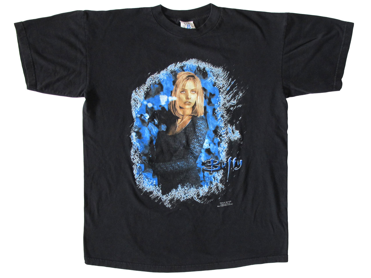 Vintage Buffy The Vampire Slayer 1998 Black T-Shirt TV Show Horror 90s Blue Grape