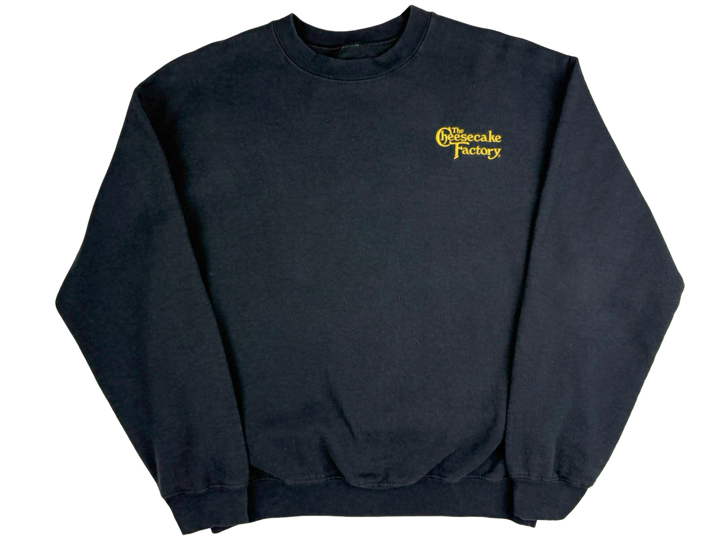 Vintage Cheesecake Factory Embroidered Black Sweatshirt Food Restaurant 90s 