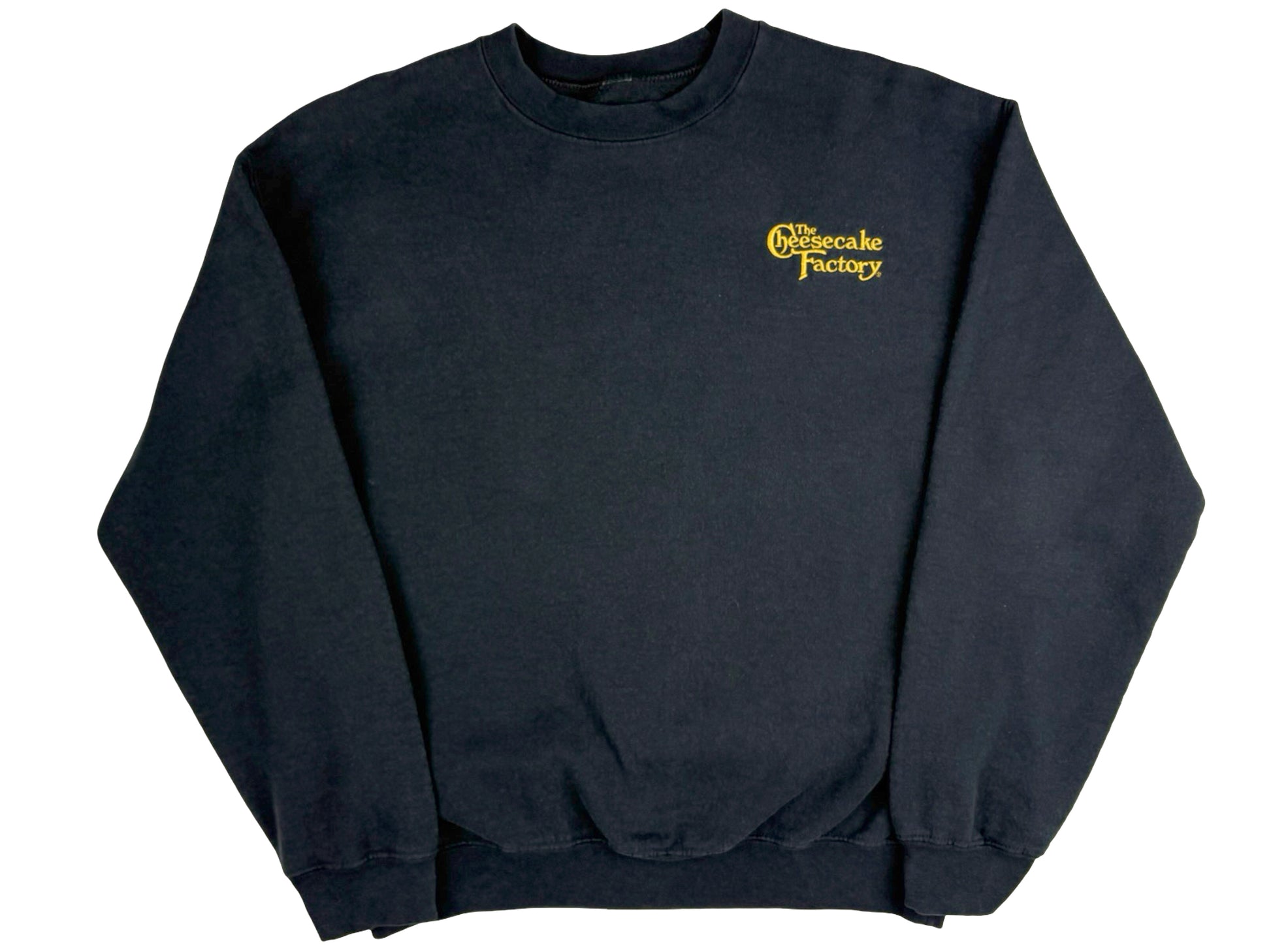 Vintage Cheesecake Factory Embroidered Black Sweatshirt Food Restaurant 90s 