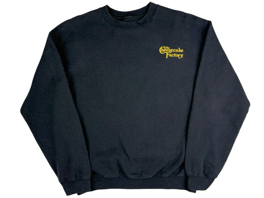 Vintage Cheesecake Factory Embroidered Black Sweatshirt Food Restaurant 90s 