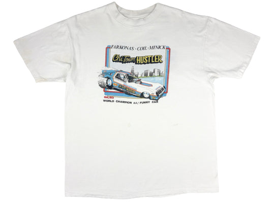 Vintage Chi Town Hustler AA Funny Car Champion 82 83 White T-Shirt Auto Race Racing 80s Team Strange