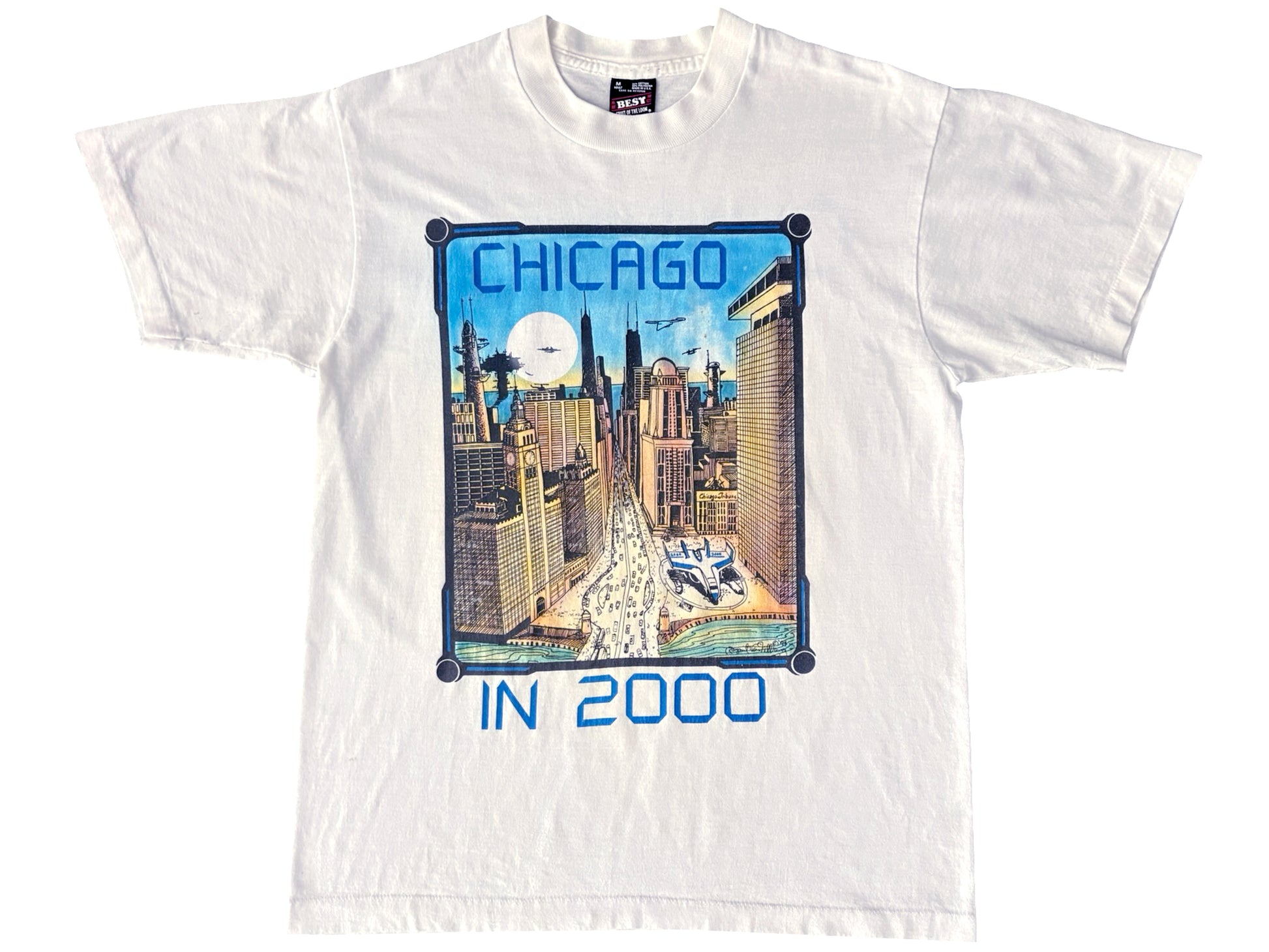Vintage Chicago In 2000 White T-Shirt Sci-Fi Convention Chicon Science Fiction 80s 90s