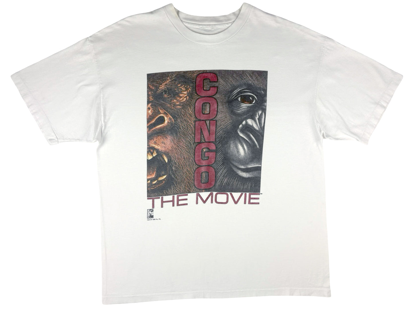 Vintage Congo The Movie White T-Shirt Michael Crichton Action Sci-Fi book 