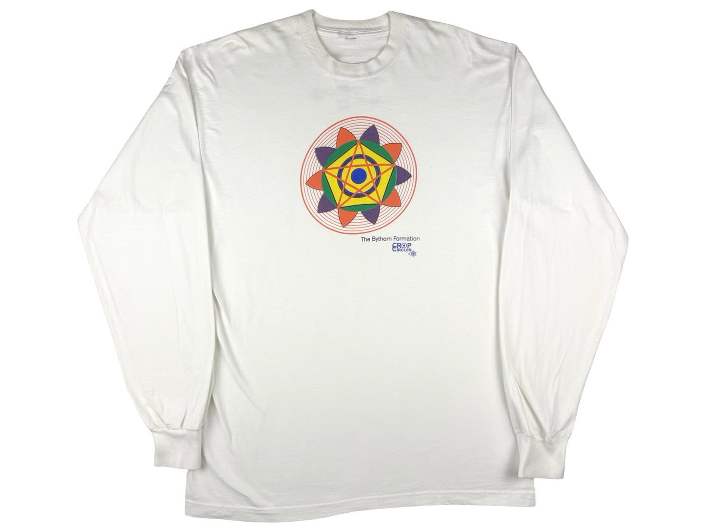 Vintage Crop Circles White Long Sleeve Shirt The Bythorn Formation Aliens Alien 90s 