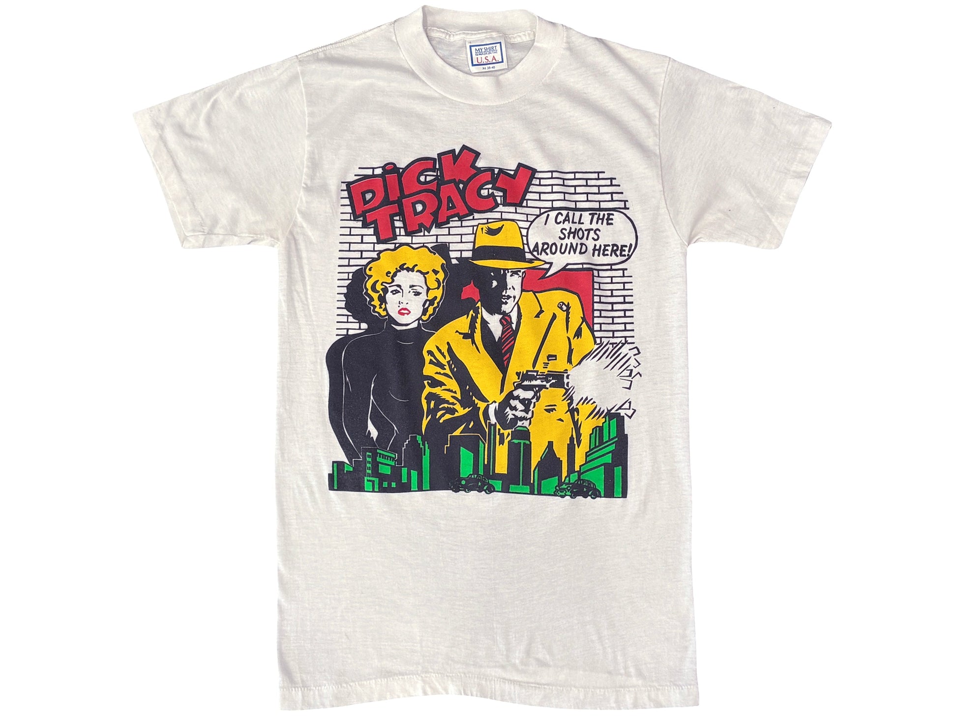 Vintage Dick Tracy Movie White T-Shirt 80s Madonna Disney Comic Book Comics
