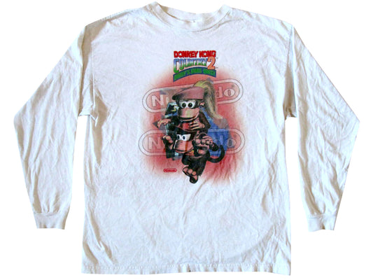 Vintage Donkey Kong Country 2 L/S Shirt Diddys Kong Quest SNES Super Nintendo 90s