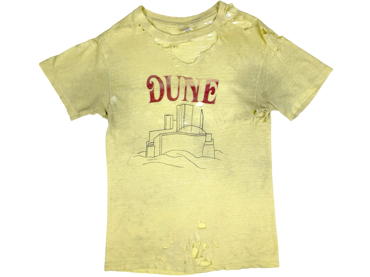 Vintage Dune Book Thrashed Yellow T-Shirt 70s Frank Herbert Sci-Fi Science Fiction