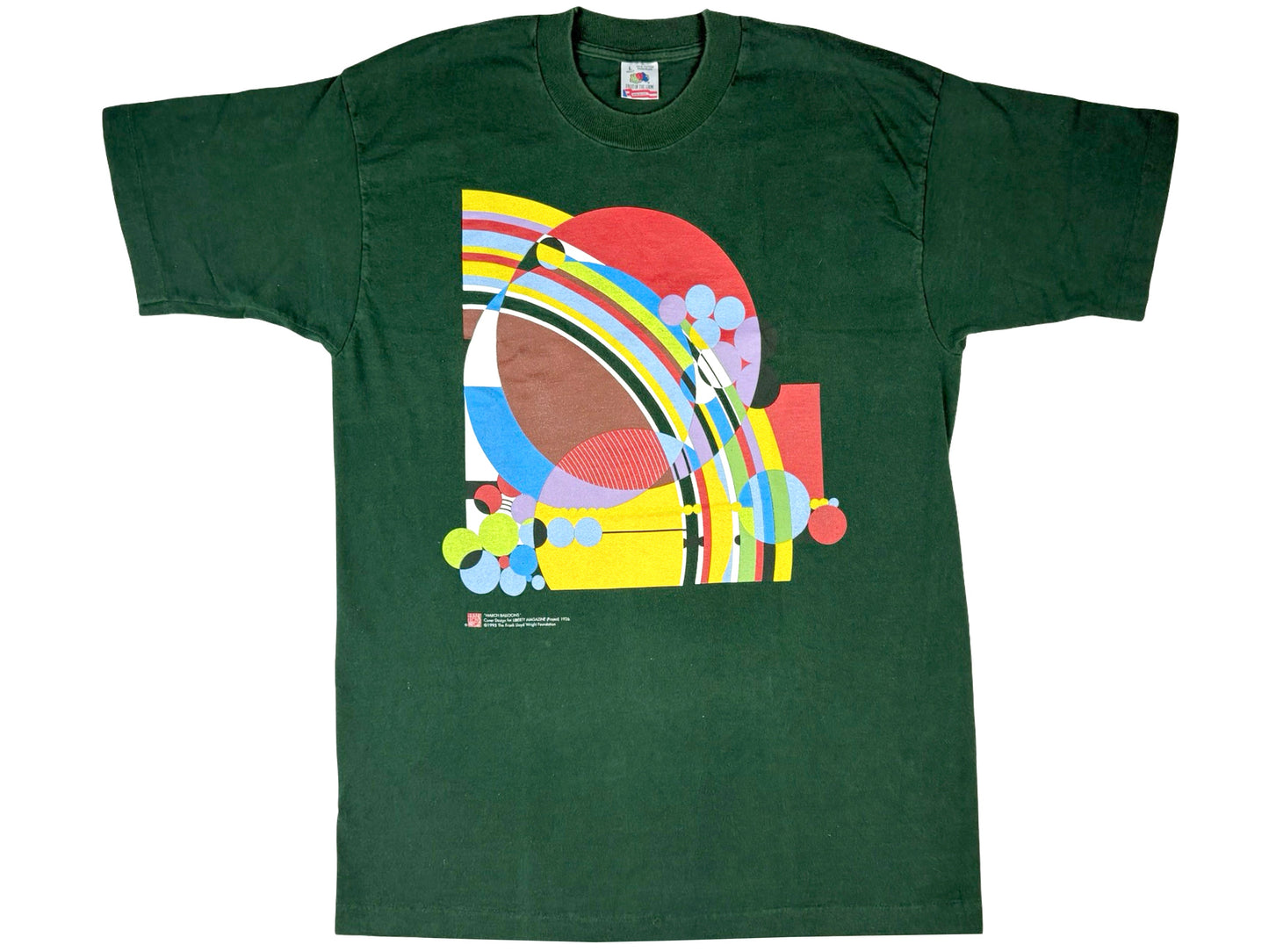 Vintage Frank Lloyd Wright 'March Balloons' Green T-Shirt Art Design Architecture 90s FLW