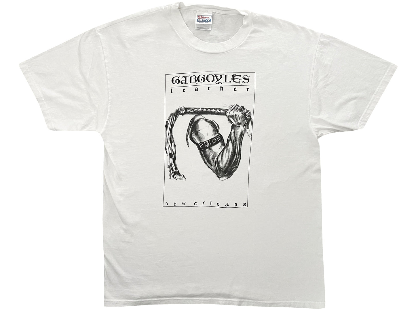 Vintage Gargoyles Leather New Orleans White T-Shirt gay bar Club 90s