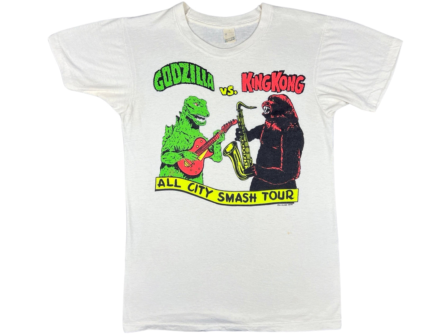 Vintage Godzilla vs King Kong White T-Shirt All City Smash Tour 80s 90s 