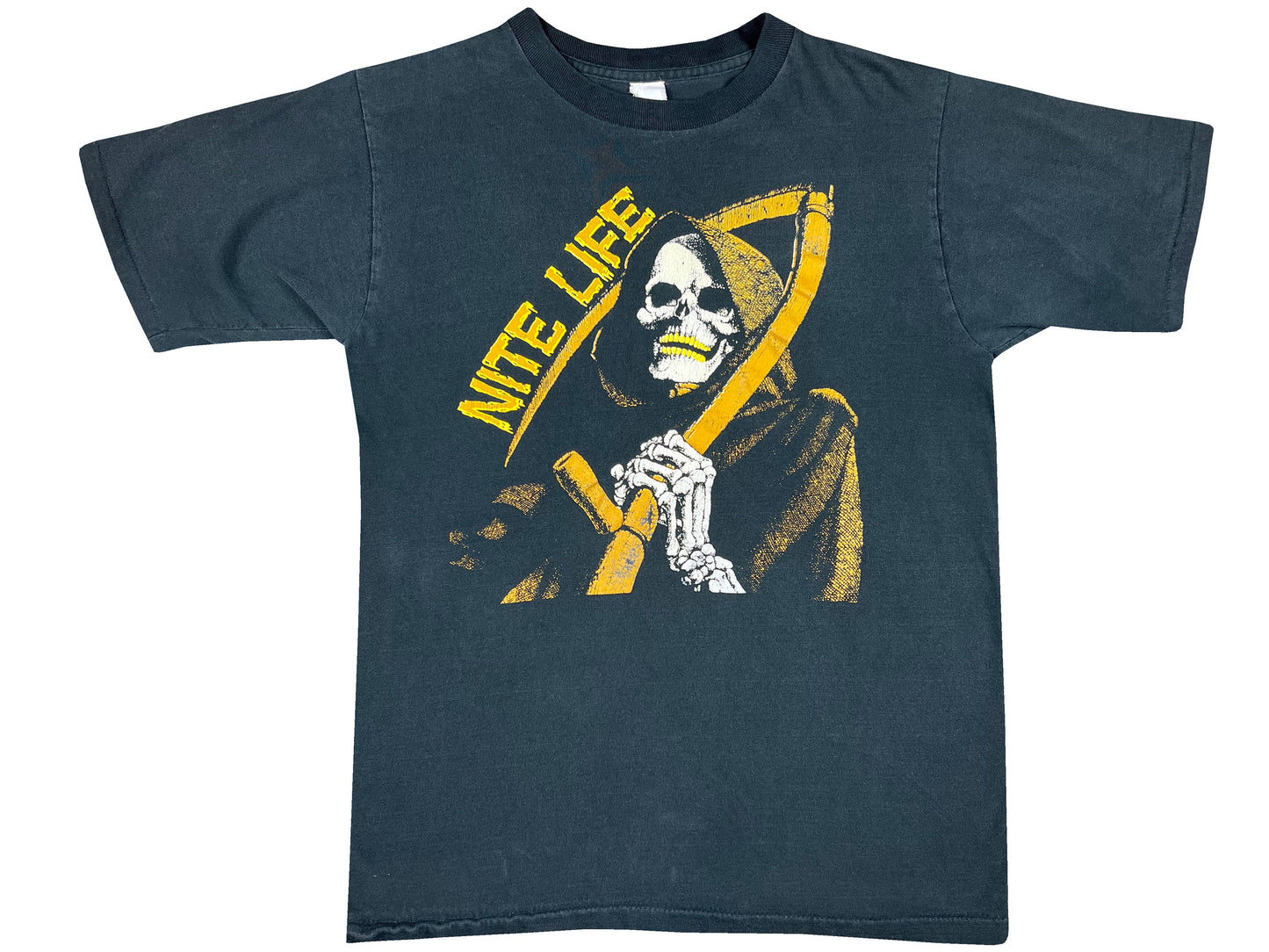 Vintage Grim Reaper Nite Life Black T-Shirt Death 80s 90s