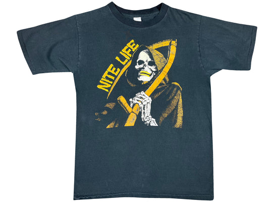 Vintage Grim Reaper Nite Life Black T-Shirt Death 80s 90s