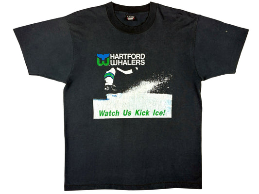 Vintage Hartford Whalers Black T-Shirt NHL Hockey Connecticut 80s 90s Sportswear