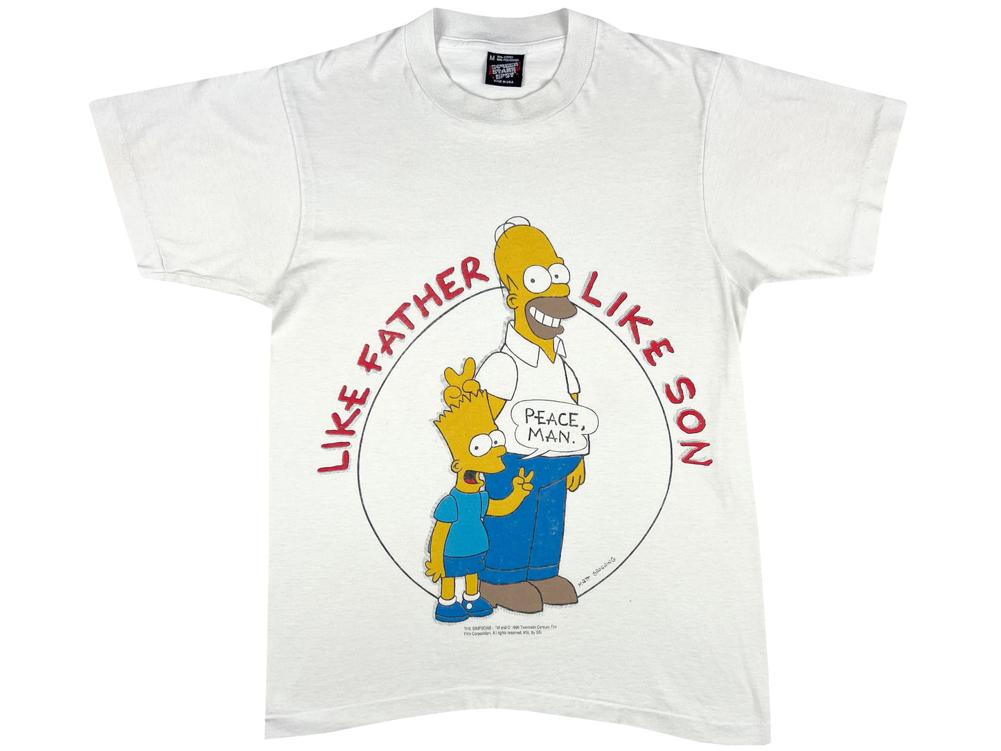 Vintage The Simpsons Homer & Bart White T-Shirt 90s Cartoon 80s TV Show