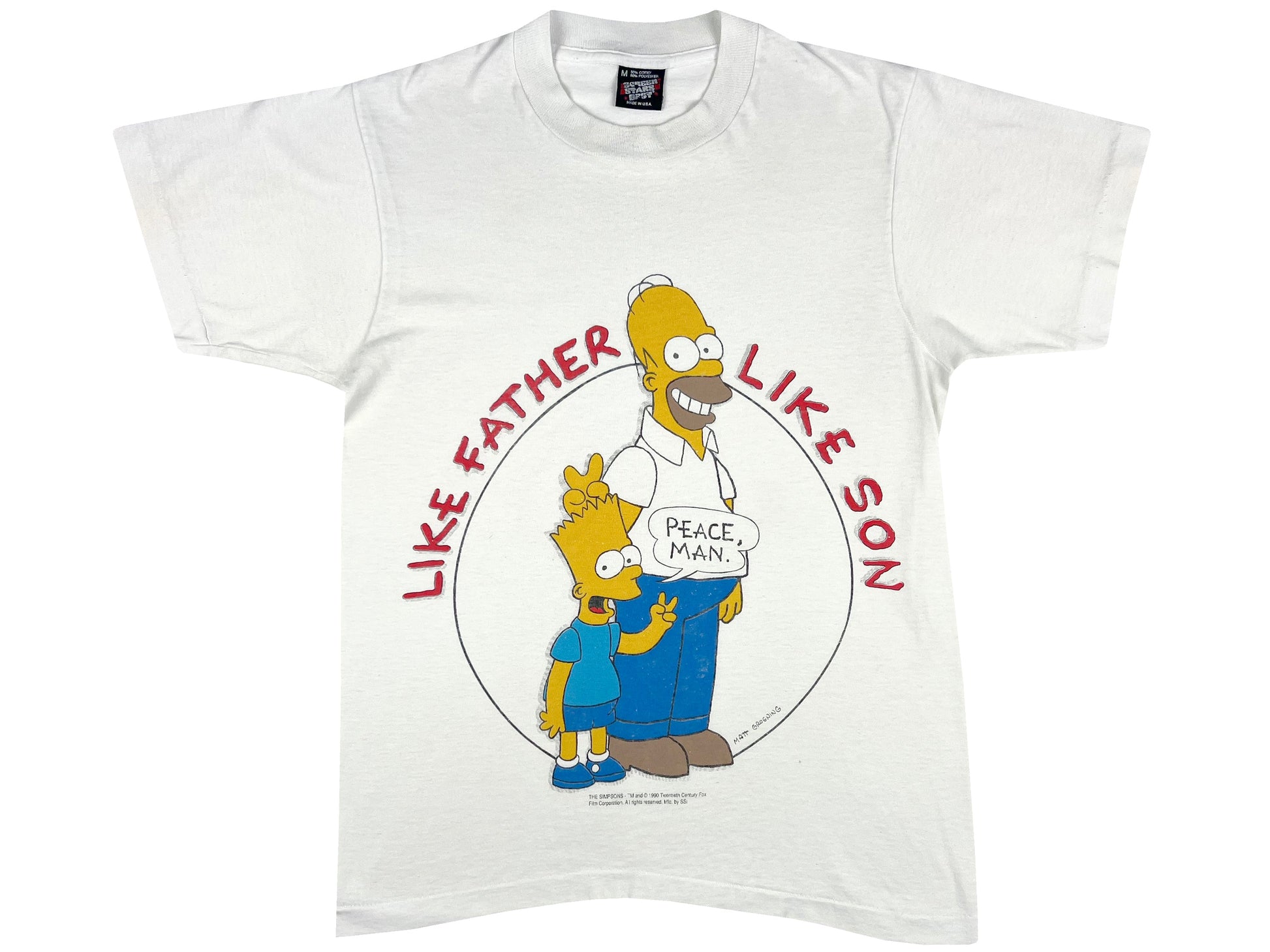 Vintage The Simpsons Homer & Bart White T-Shirt 90s Cartoon 80s TV Show