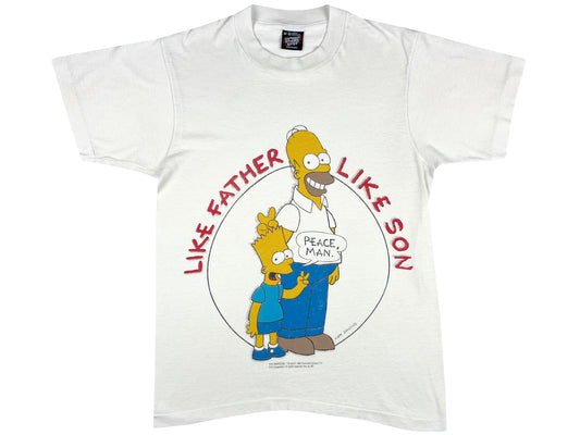 Vintage The Simpsons Homer & Bart White T-Shirt 90s Cartoon 80s TV Show
