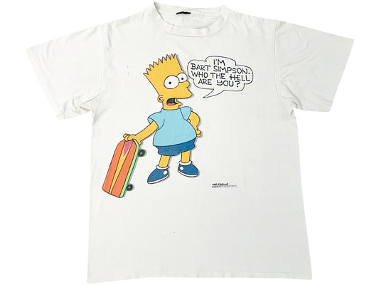 Vintage The Simpsons Bart Simpson Who The Hell Are You White T-Shirt 90s 80s Cartoon TV SHow