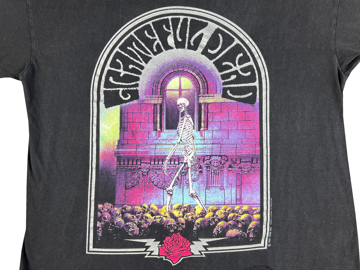Grateful Dead Skeleton Walking on Skulls Thrashed T-Shirt