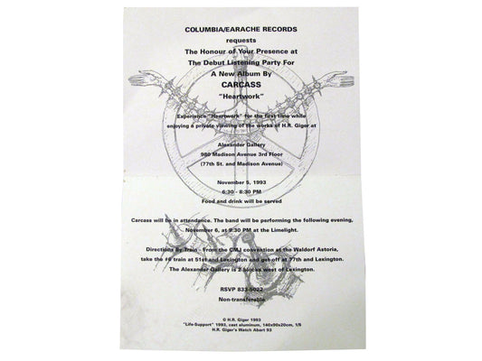 Carcass 'Heartwork'x H.R. Giger Listening Party Promo