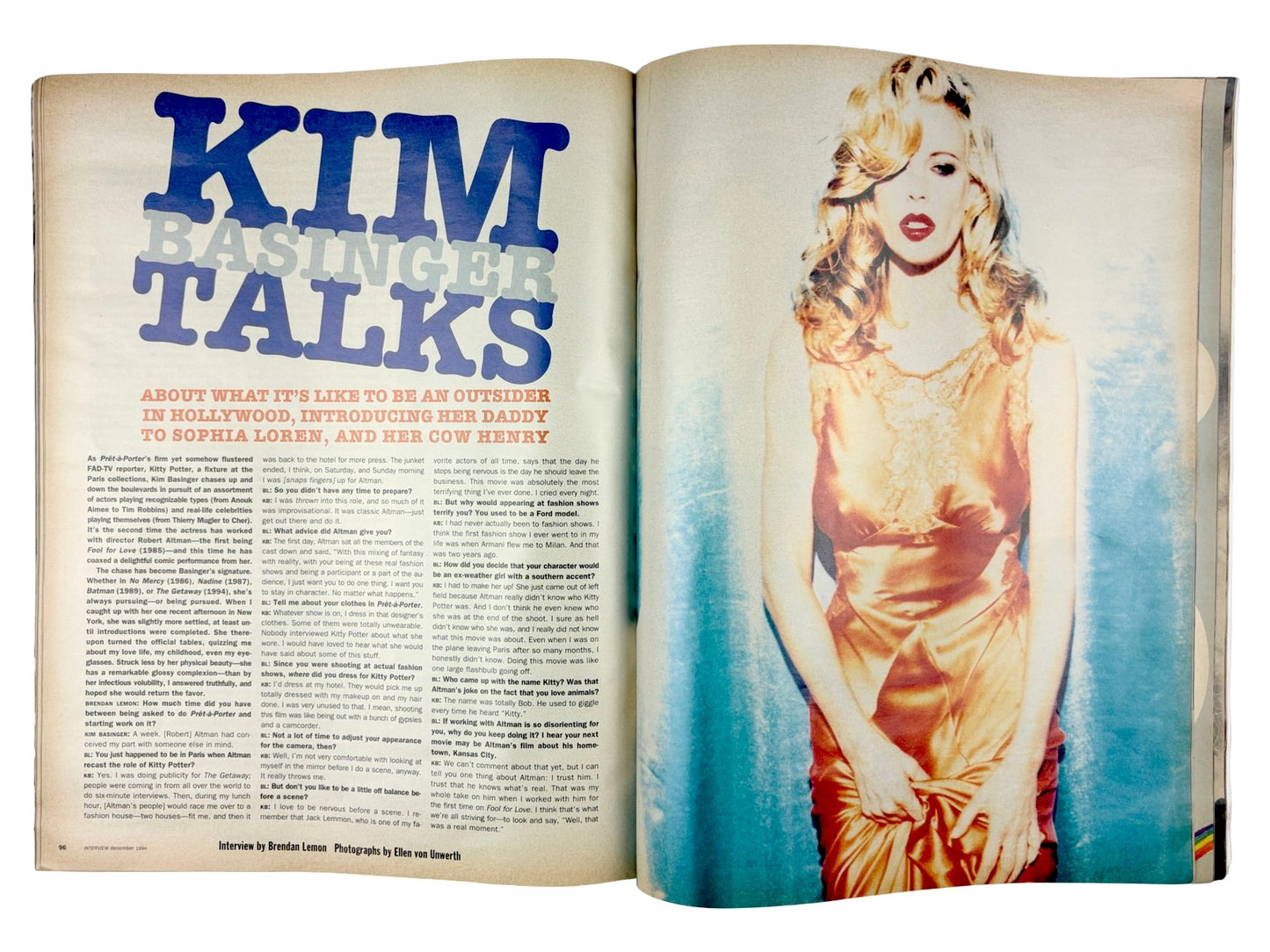 Interview Magazine December 1994 Kim Basinger