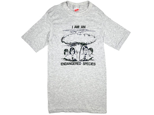 Vintage I Am An Endangered Species T-Shirt Nuclear Atomic Bomb 80s 