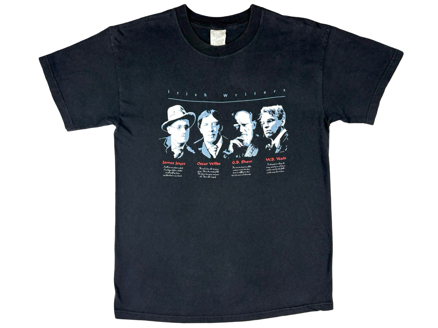 Vintage Irish Writers T-Shirt Ireland james Joyce Oscar Wilde GB Shaw WB Yeats 80s 90s