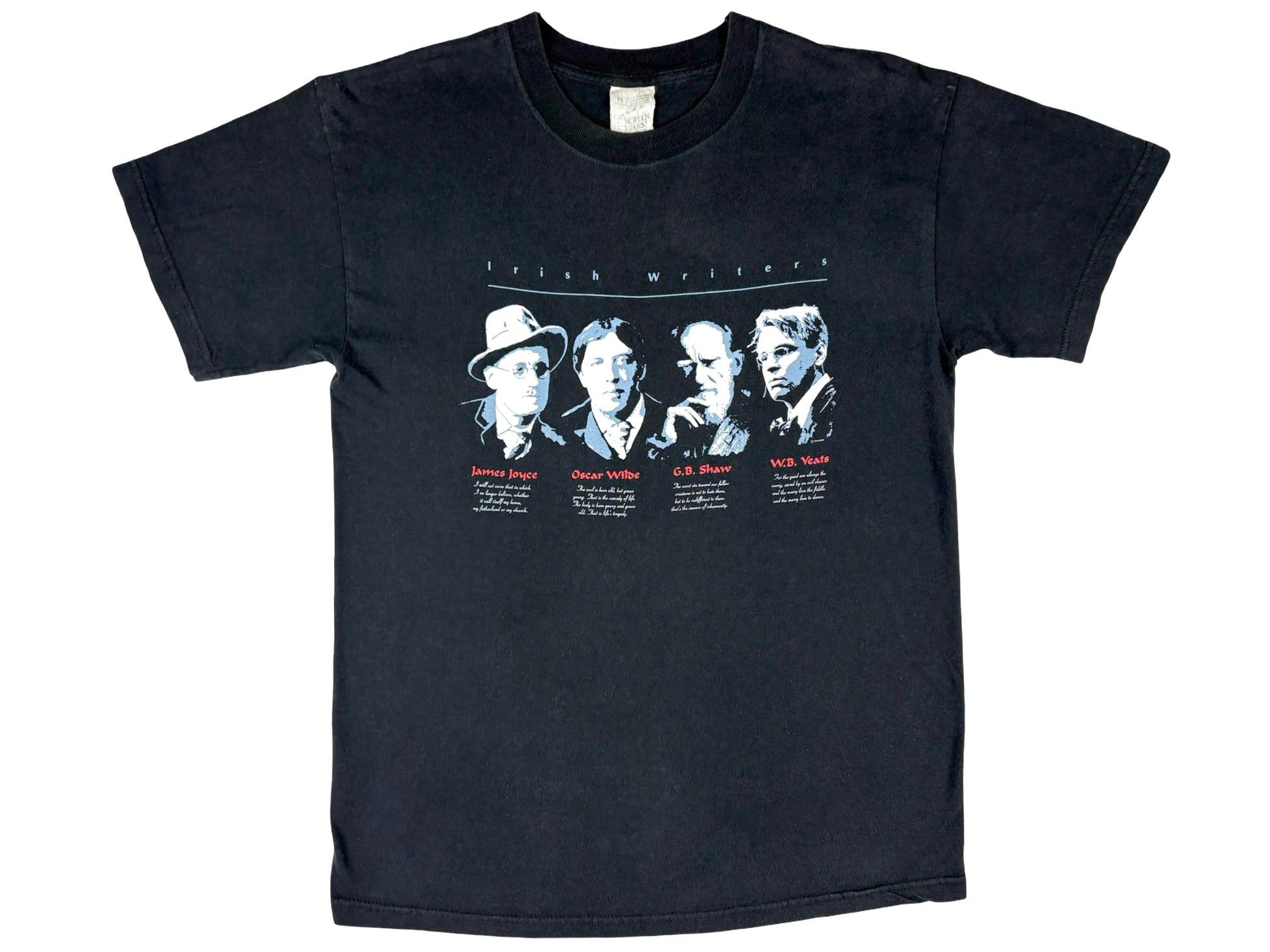 Vintage Irish Writers T-Shirt Ireland james Joyce Oscar Wilde GB Shaw WB Yeats 80s 90s