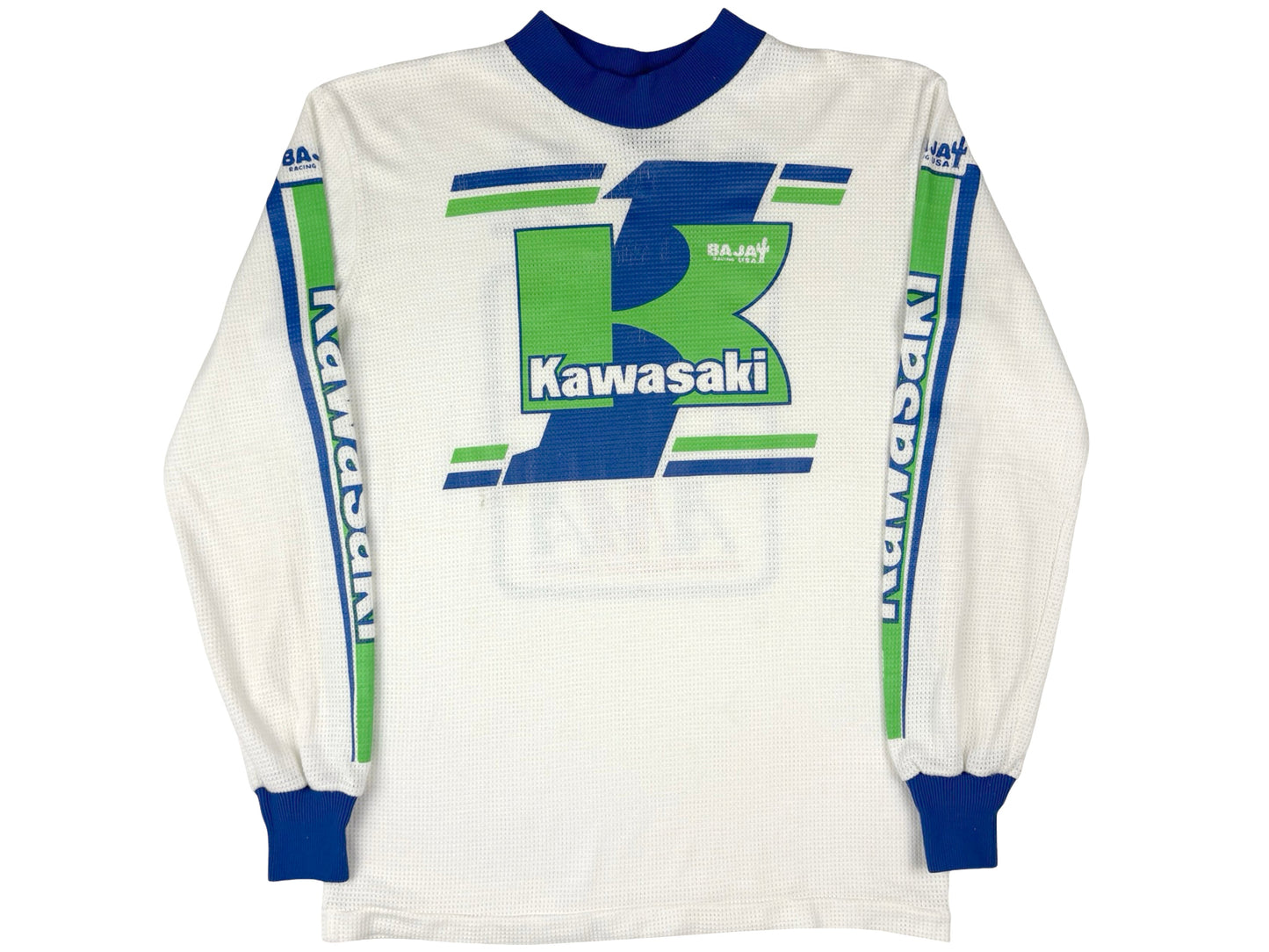 Vintage Kawasaki Motocross Jersey Dirt Bike Moto Race Racing 80s 90s Neon