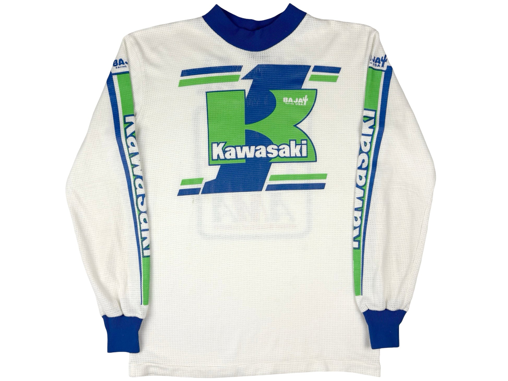 Vintage Kawasaki Motocross Jersey Dirt Bike Moto Race Racing 80s 90s Neon