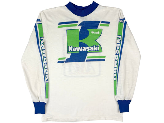 Vintage Kawasaki Motocross Jersey Dirt Bike Moto Race Racing 80s 90s Neon