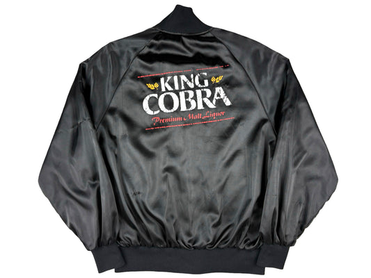 Vintage King Cobra Black Satin Jacket Premium Malt Liquor Drink Beverage 80s 90s  Beer Alcohol