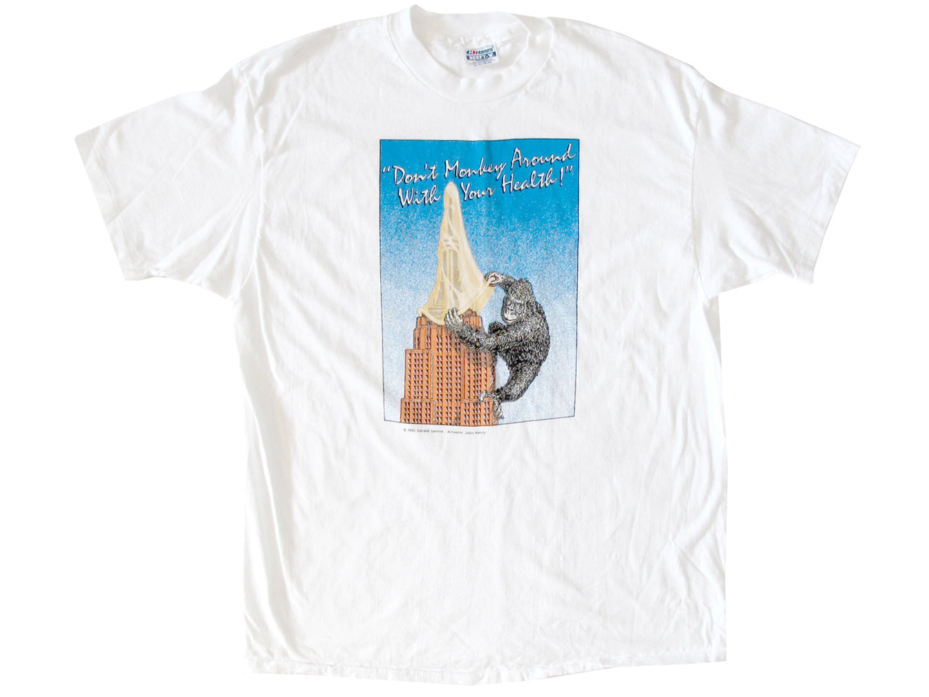 Vintage Don't Monkey Around With Your Health King Kong Safe Sex Empire State Building T-Shirt NYC New York City New York 90s Gerald Levine John Henry
