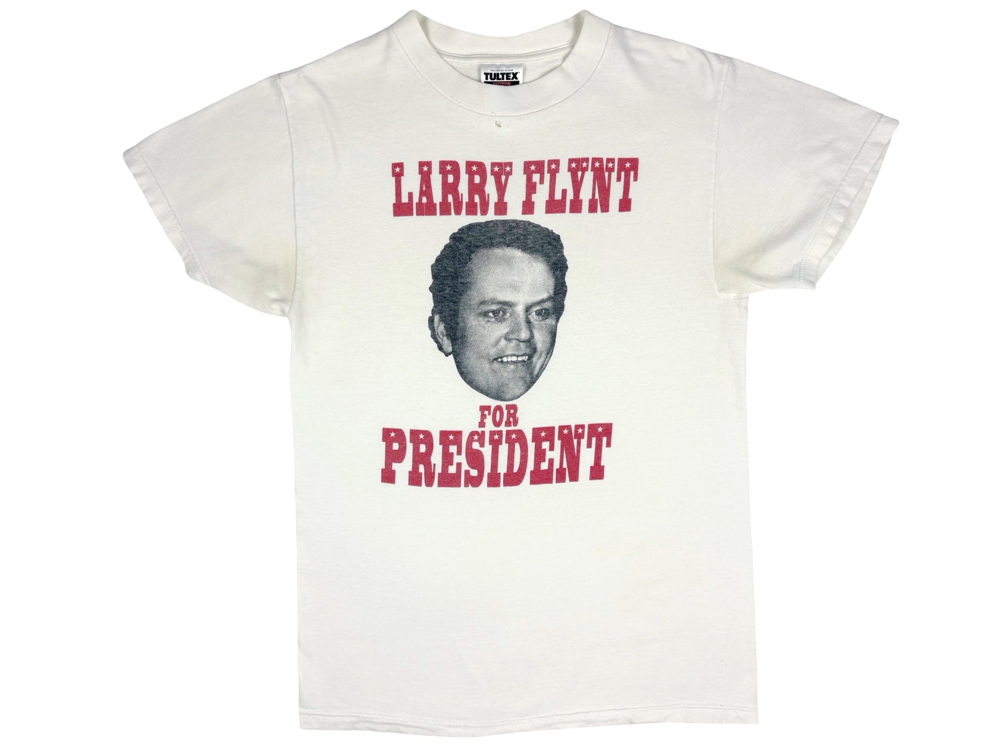Vintage Larry Flynt For President White T-Shirt Huslter Magazine 80s 90s Humor 