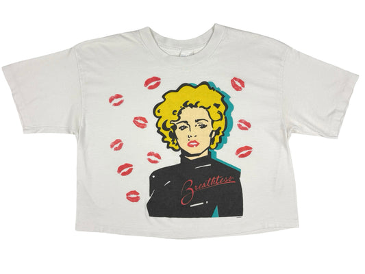 Vintage Madonna 'Breathless' Dick Tracy Cropped White T-Shirt Disney Movie Comics Comic Book Kiss Marks 90s