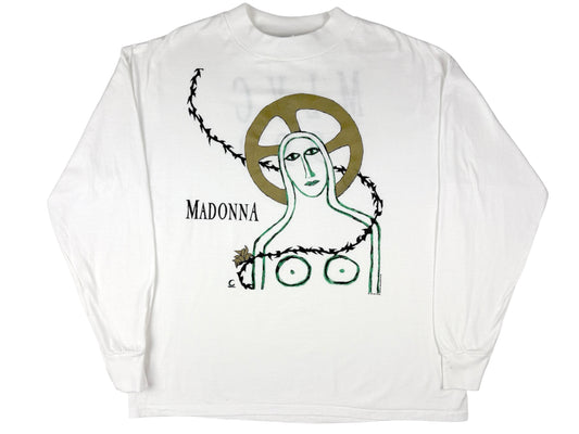 Vintage Madonna 'Like A Prayer' White Long Sleeve T-Shirt 90s Pop Star